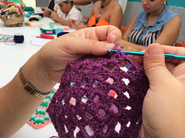 Women doing crochet